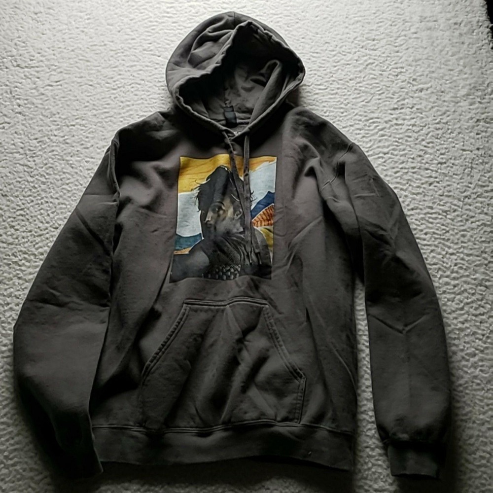 Gildan Netflix Hoodie Mens Small Gray Portrait Graphic Fleece Pullover Kangaroo